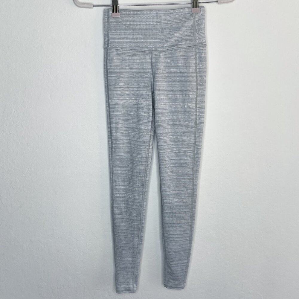 Athleta Jacquard High Rise Chaturanga Light Grey Ankle Leggings XXS - Picture 3 of 13